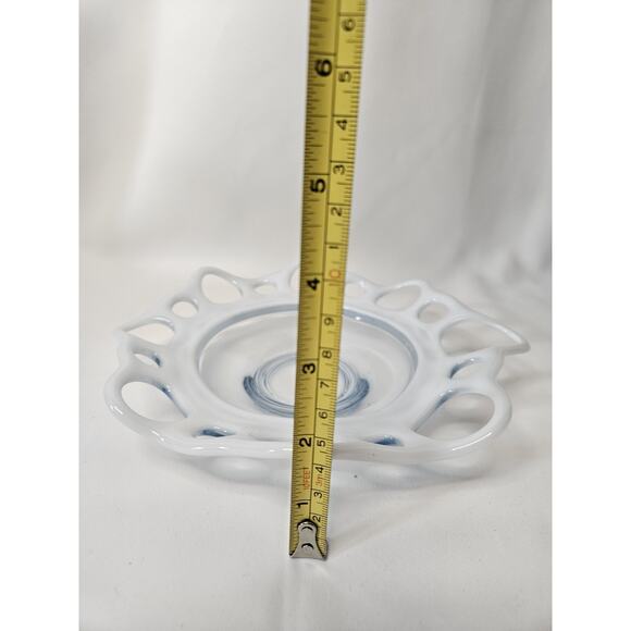 Vintage Murano Open Lace Glass Bowl Webbing Art Mid Century White 8.5" - Picture 6 of 8